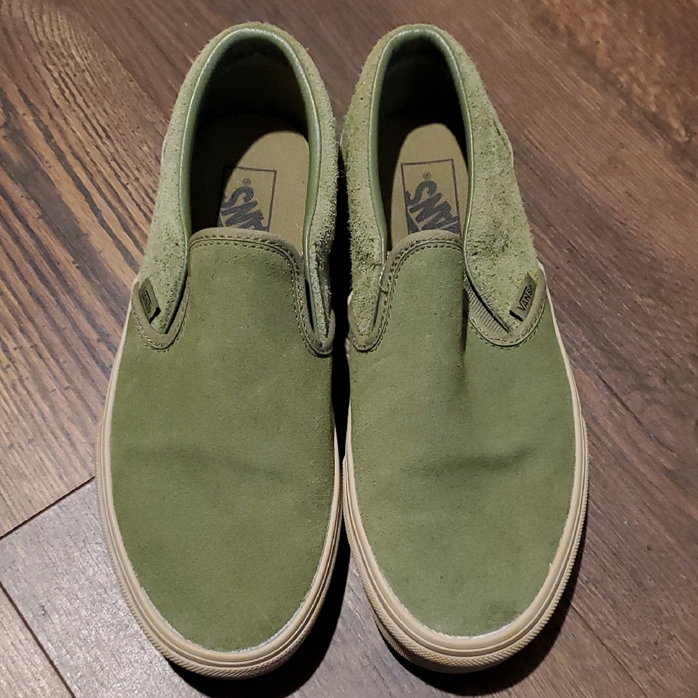 Vans men's Olive Green Slip-On Sneakers Sz 8.5 Womens 10